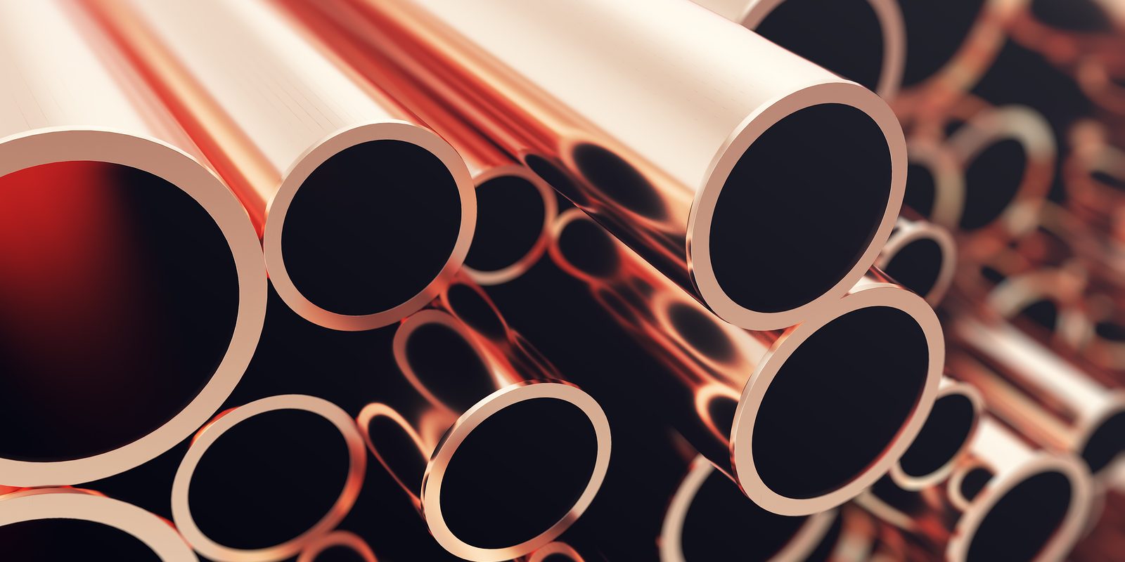 Types of Pipes Stacked copper plumbing pipes