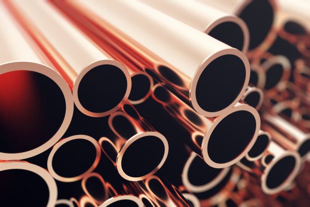 Types of Pipes Stacked copper plumbing pipes